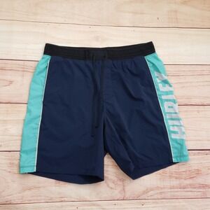 Hurley Phantom Gym‎ Shorts Mens Medium Navy Blue Teal Surfing Training Adult
